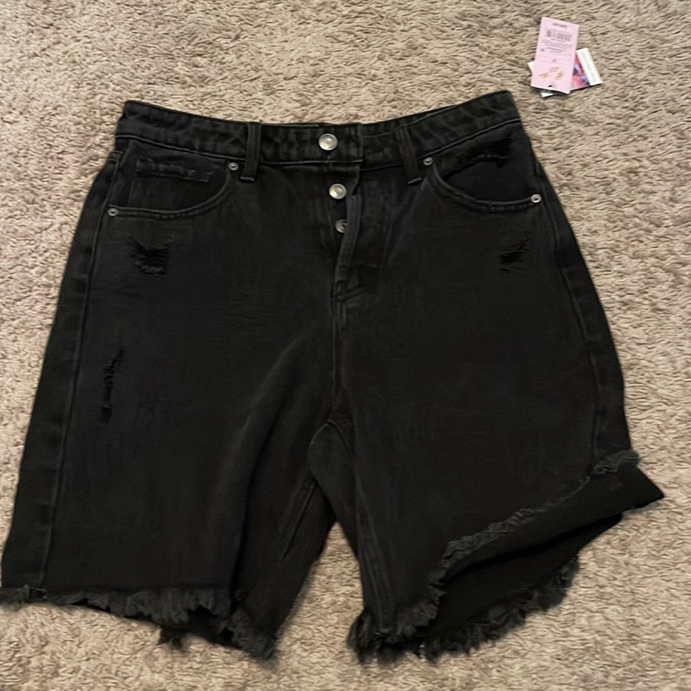 Black button up shorts